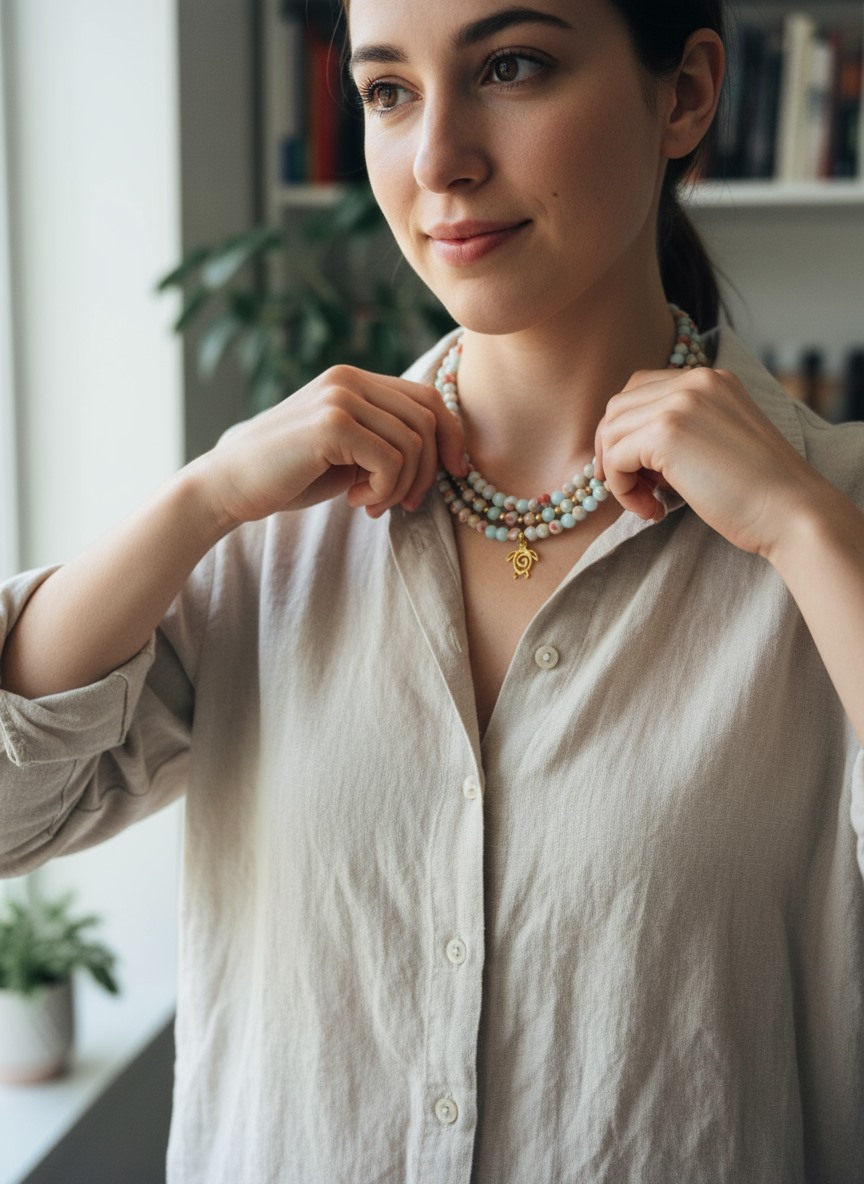 Ręcznie robiony naszyjnik z zawieszką żółwia - obrazek 4